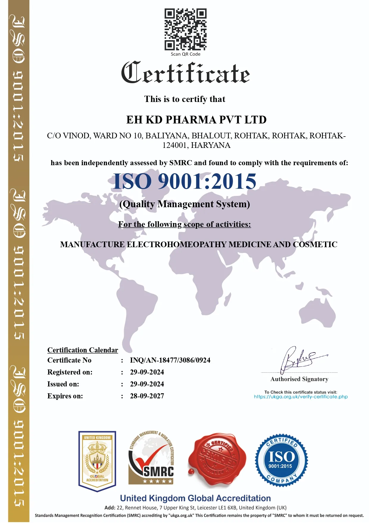 ISO 9001:2015 certificate