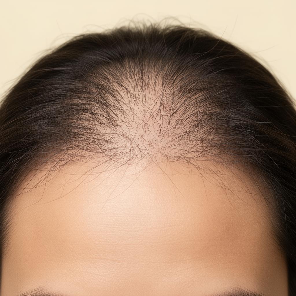 Before treatment — thinning crown and visible scalp